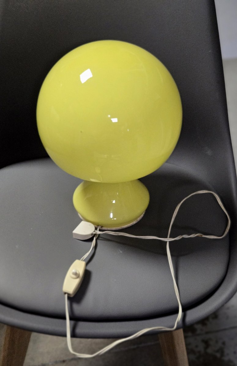 D'aprés Karin Korn : lampe champignon en verre jaune 1970'-photo-5