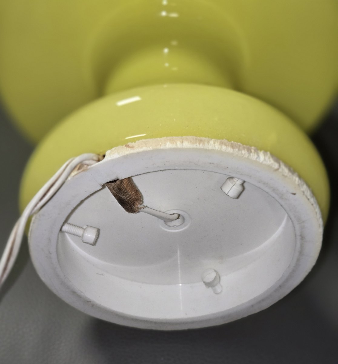 D'aprés Karin Korn : lampe champignon en verre jaune 1970'-photo-6