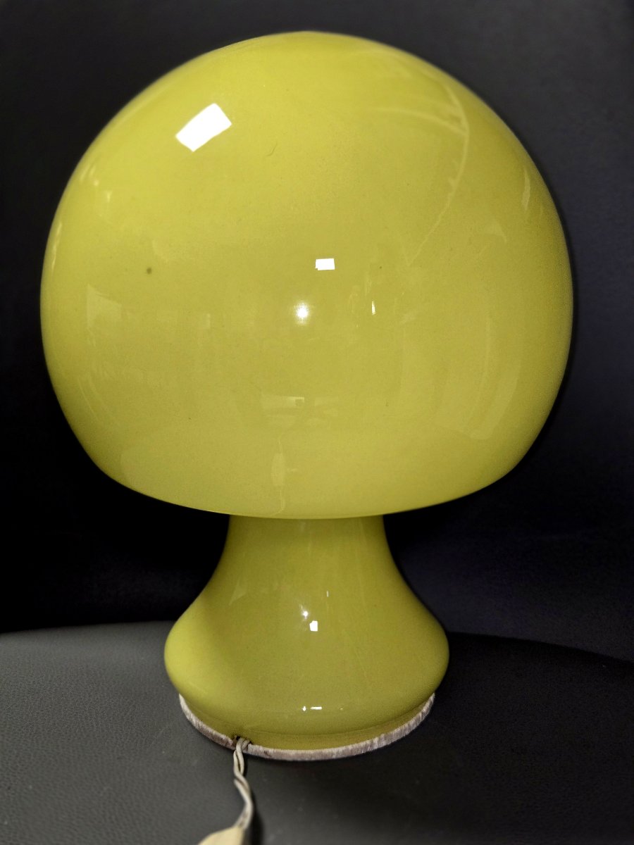 D'aprés Karin Korn : lampe champignon en verre jaune 1970'-photo-8