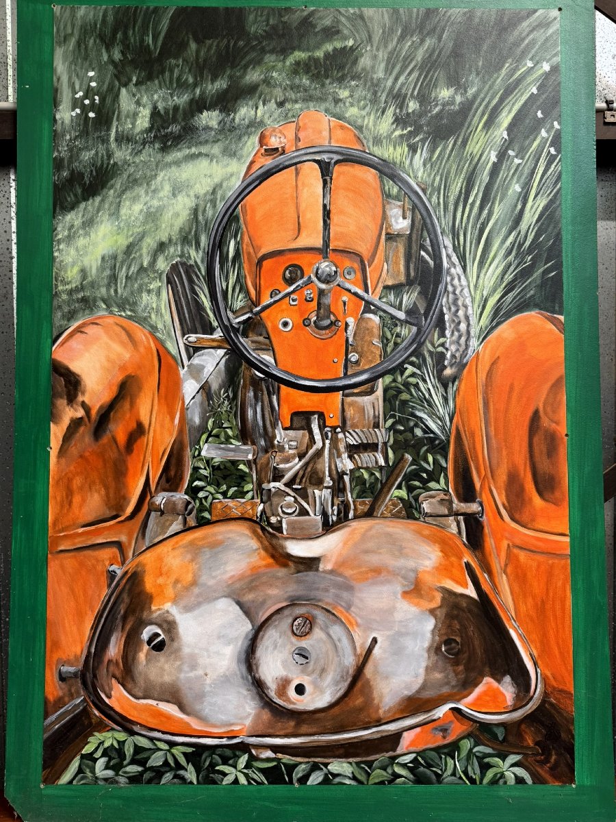 Immense tableau huile sur panneau Vintage / curiosité-photo-2