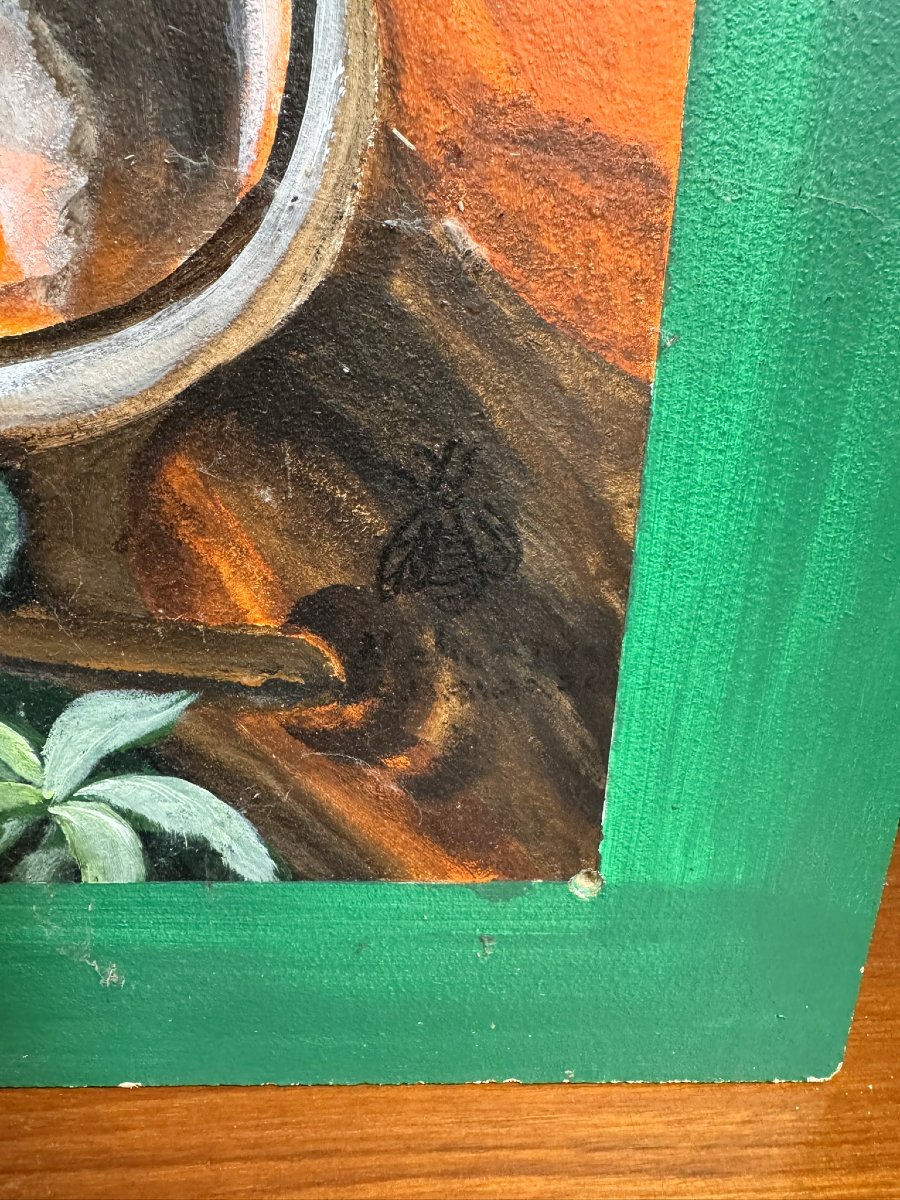Immense tableau huile sur panneau Vintage / curiosité-photo-3