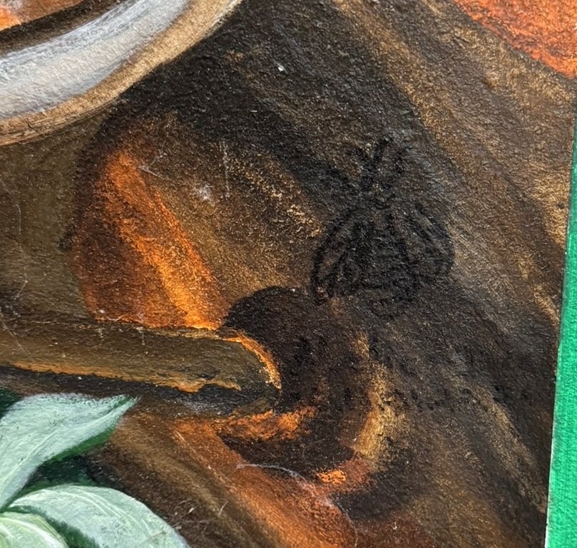 Immense tableau huile sur panneau Vintage / curiosité-photo-4