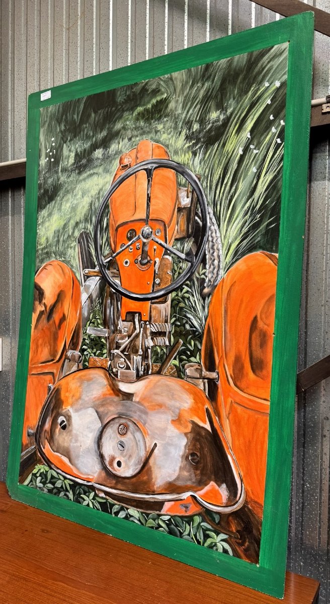 Immense tableau huile sur panneau Vintage / curiosité-photo-5