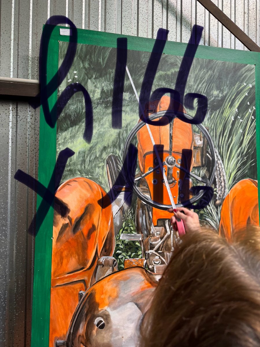 Immense tableau huile sur panneau Vintage / curiosité-photo-8