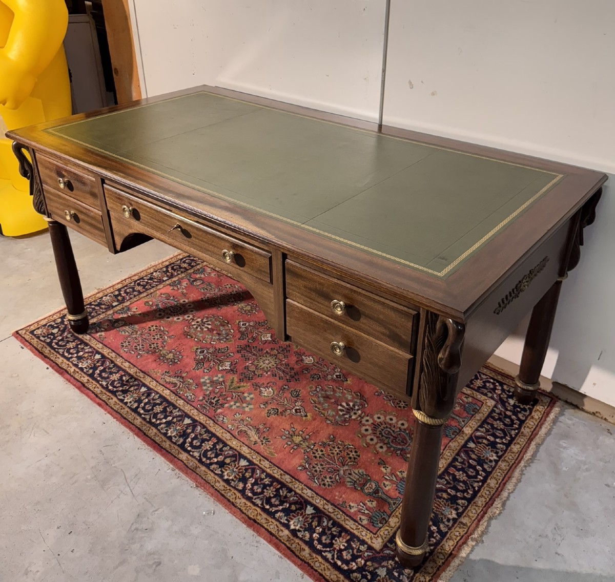 Empire Style Centerpiece Minister Desk With Swan Necks In Mahogany -photo-3