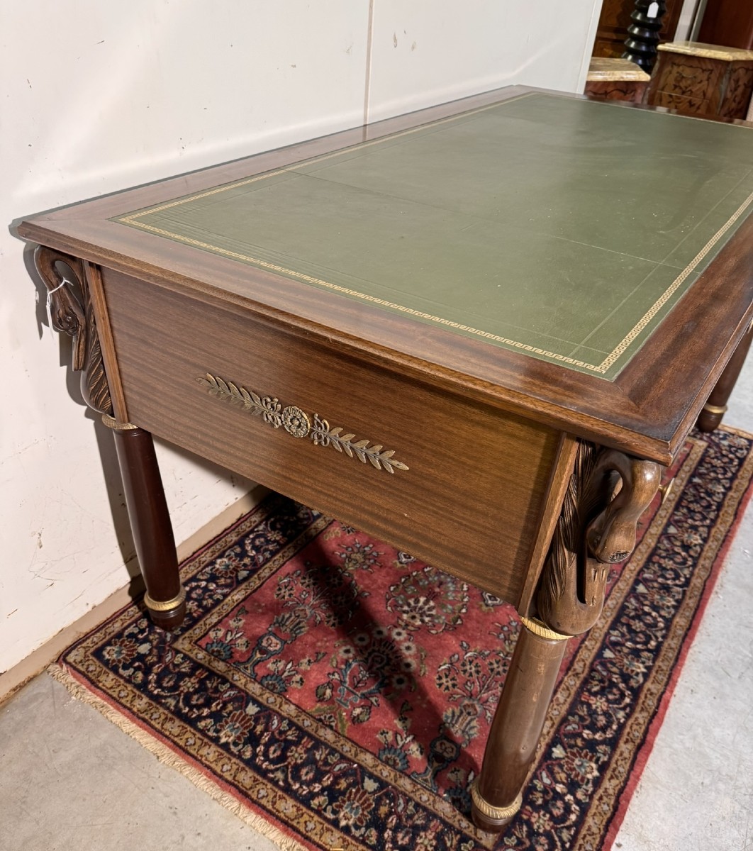 Empire Style Centerpiece Minister Desk With Swan Necks In Mahogany -photo-2