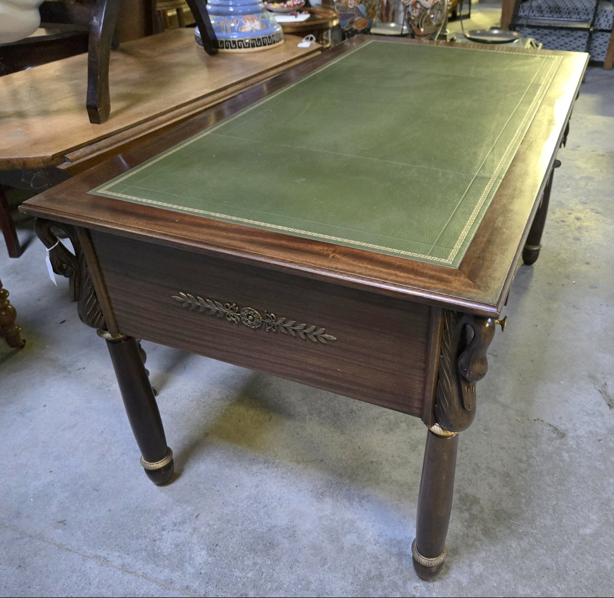 Empire Style Centerpiece Minister Desk With Swan Necks In Mahogany -photo-2