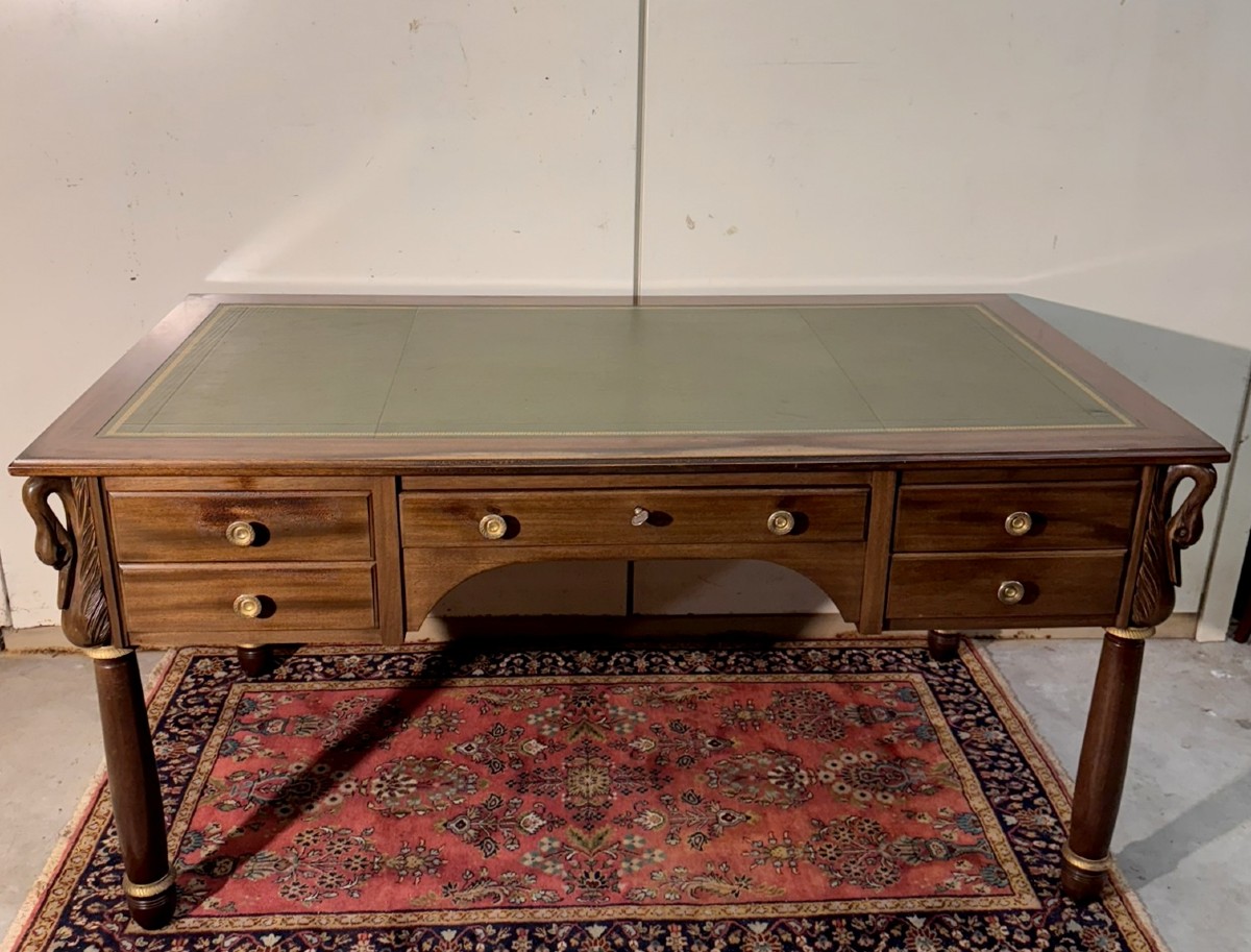 Empire Style Centerpiece Minister Desk With Swan Necks In Mahogany 