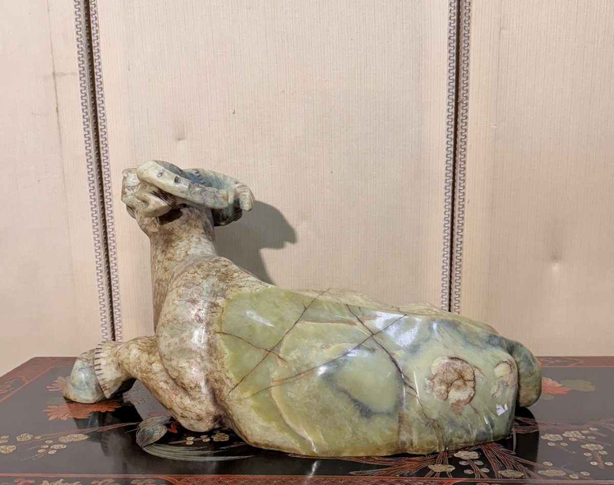 Asia Circa 1900: Very Important Sacred Cow In Hard Stone / 65 Cm-photo-6