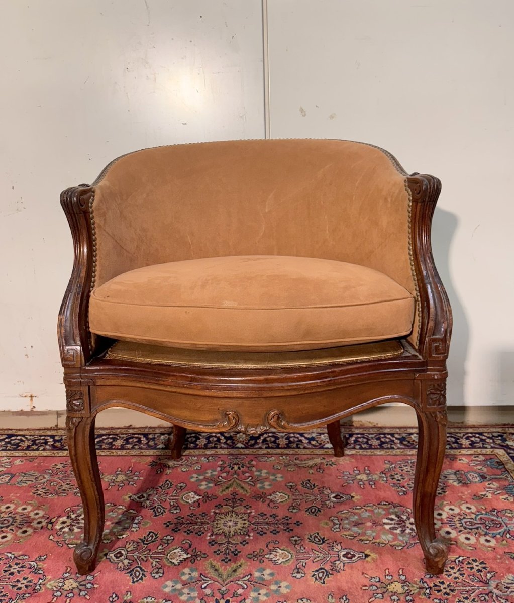 Louis XV Style Office Chair In Walnut-photo-1