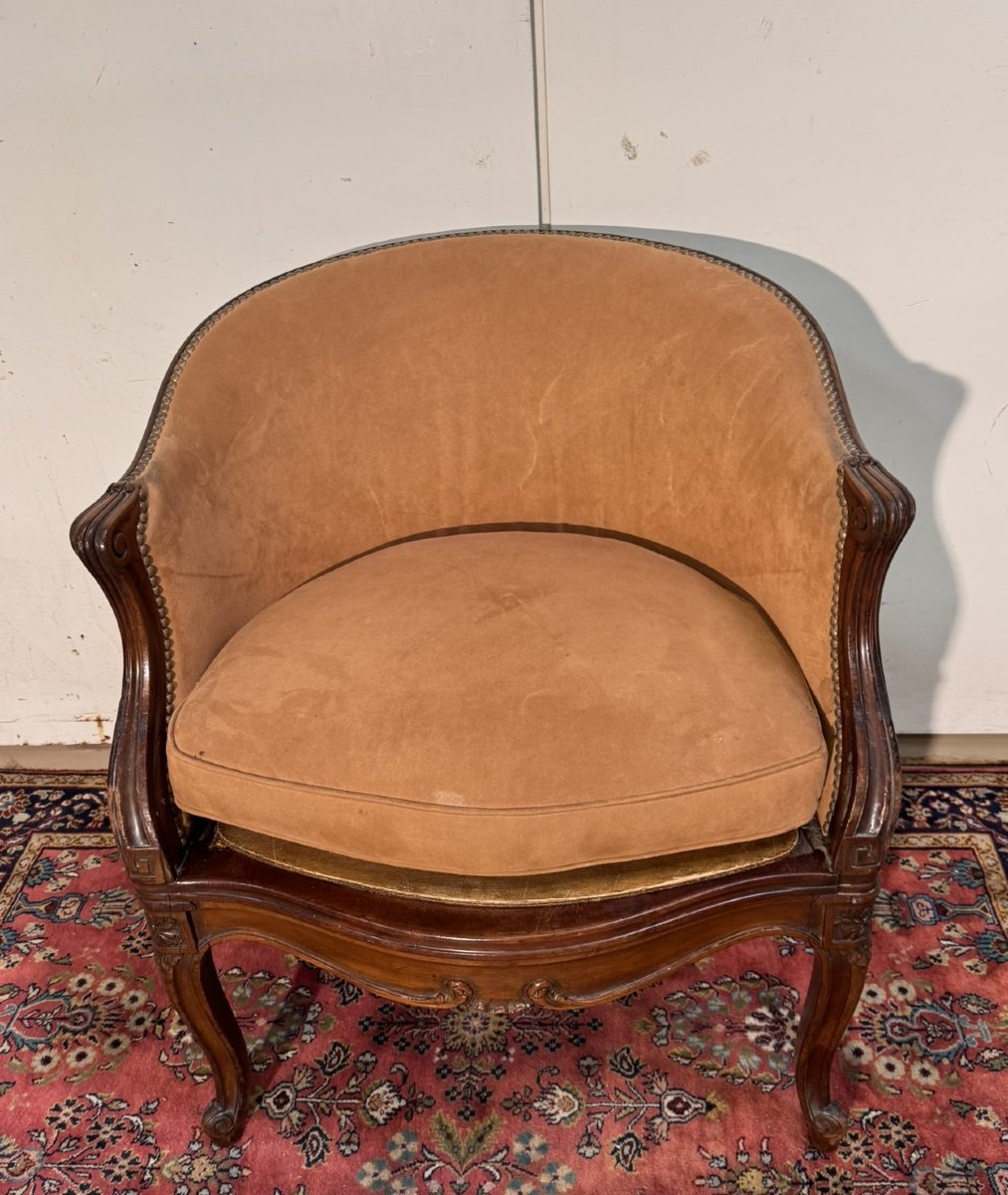 Louis XV Style Office Chair In Walnut-photo-2