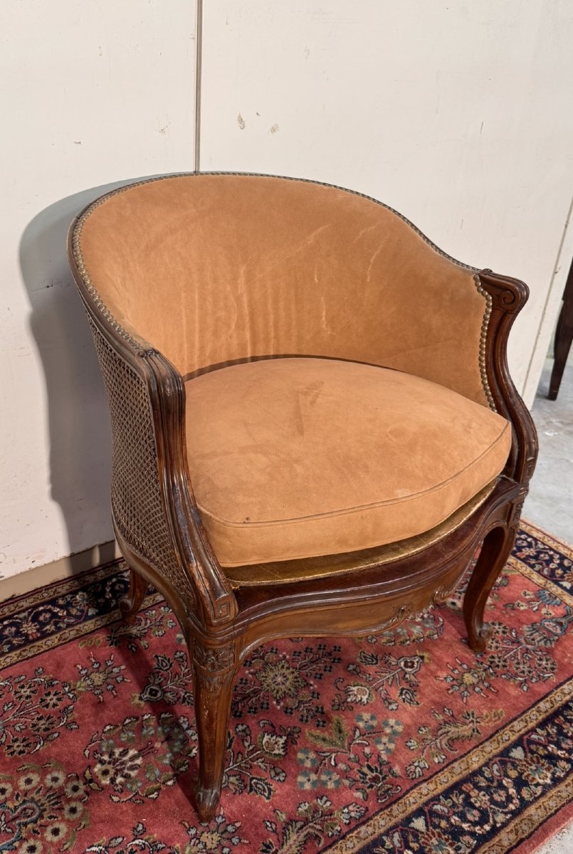 Louis XV Style Office Chair In Walnut-photo-3