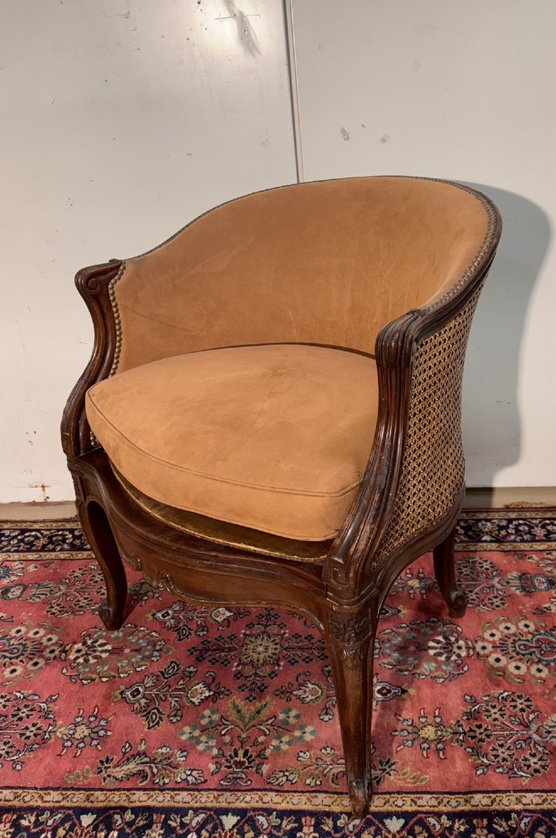 Louis XV Style Office Chair In Walnut-photo-4