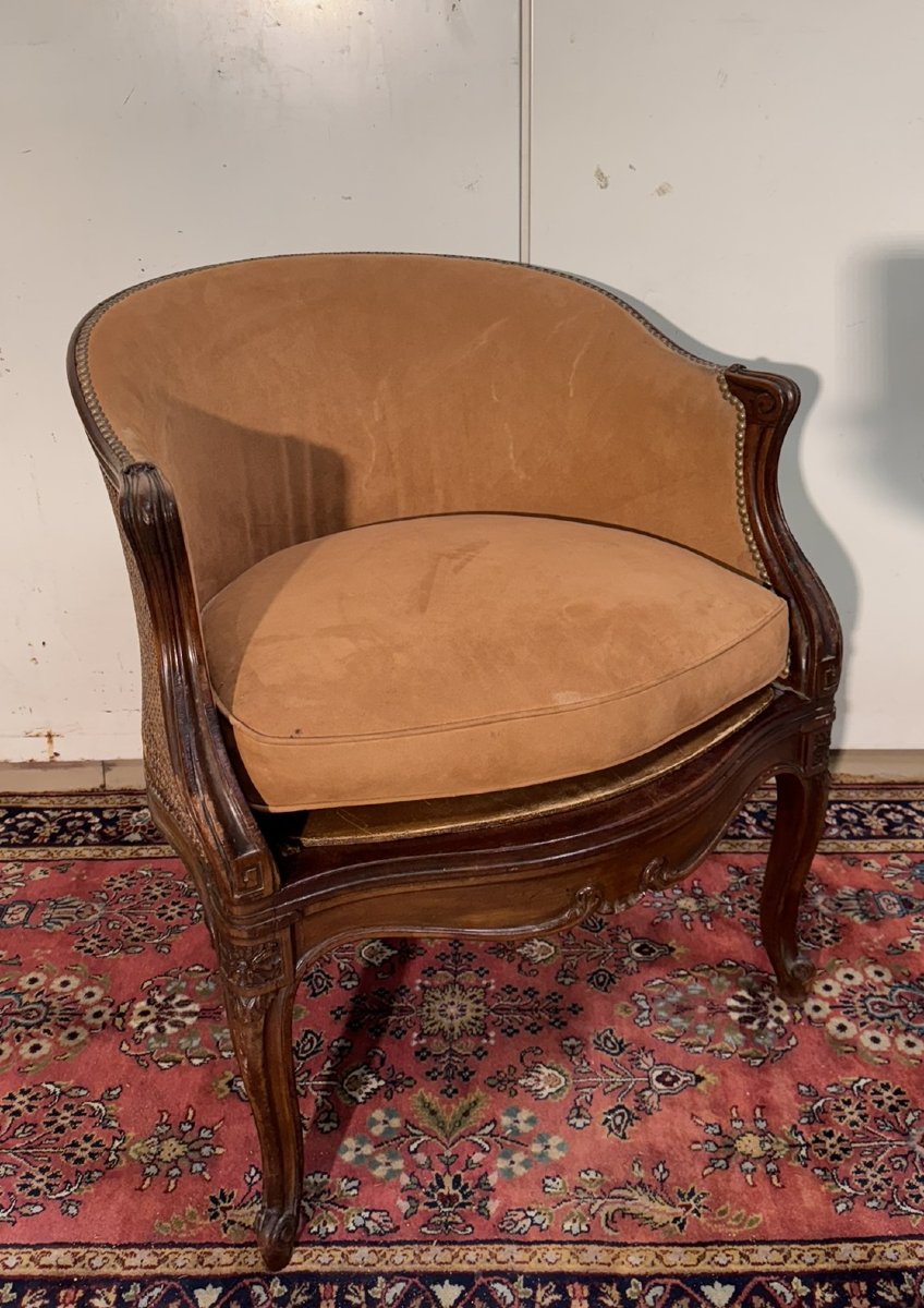 Louis XV Style Office Chair In Walnut-photo-6