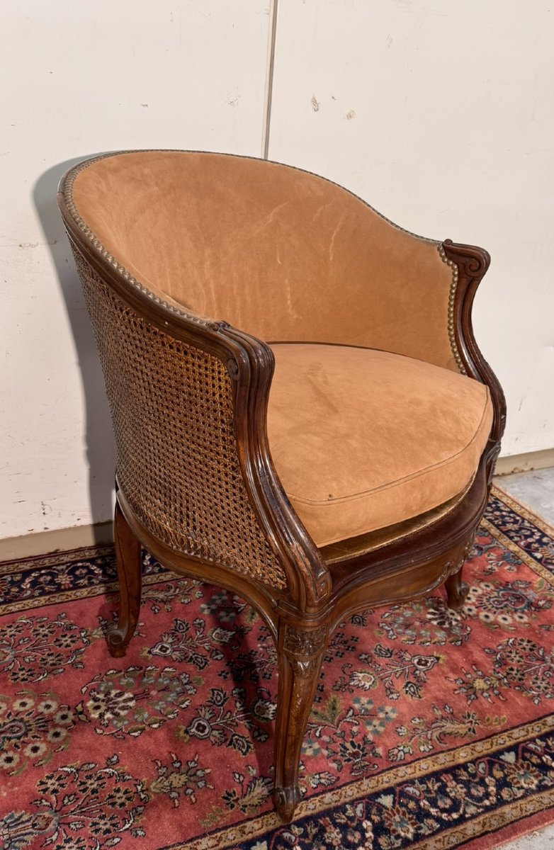 Louis XV Style Office Chair In Walnut-photo-7