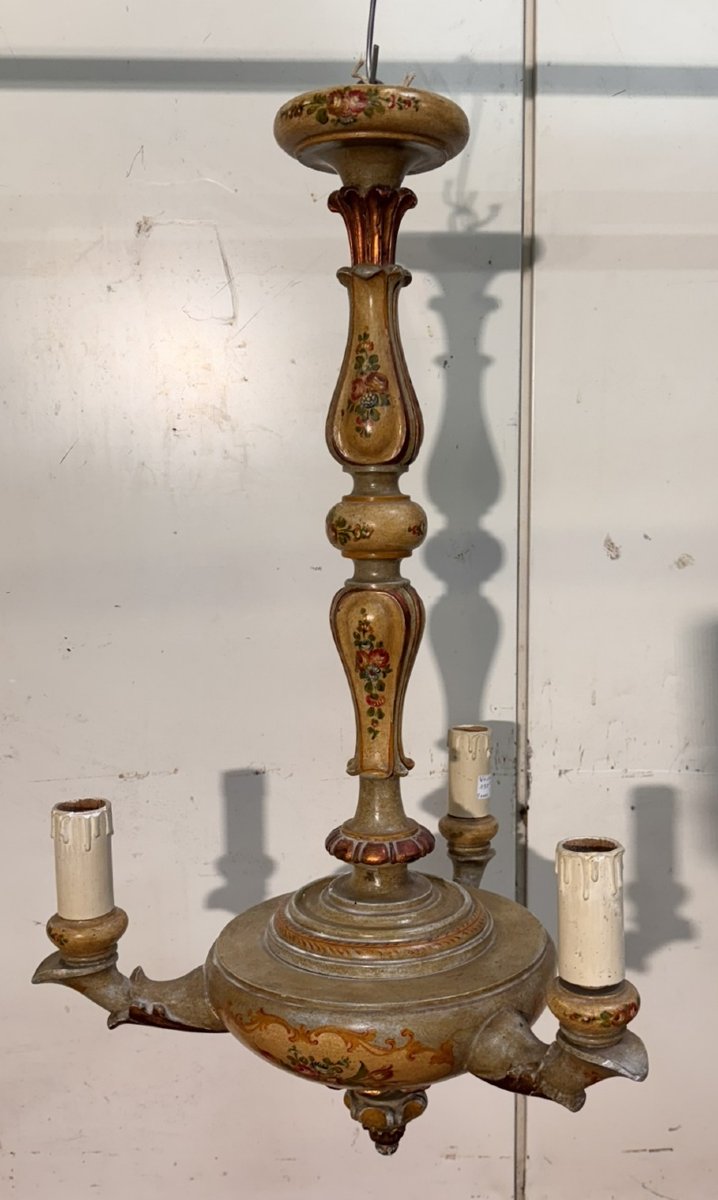 Lustre Vénitien en bois peint-photo-1