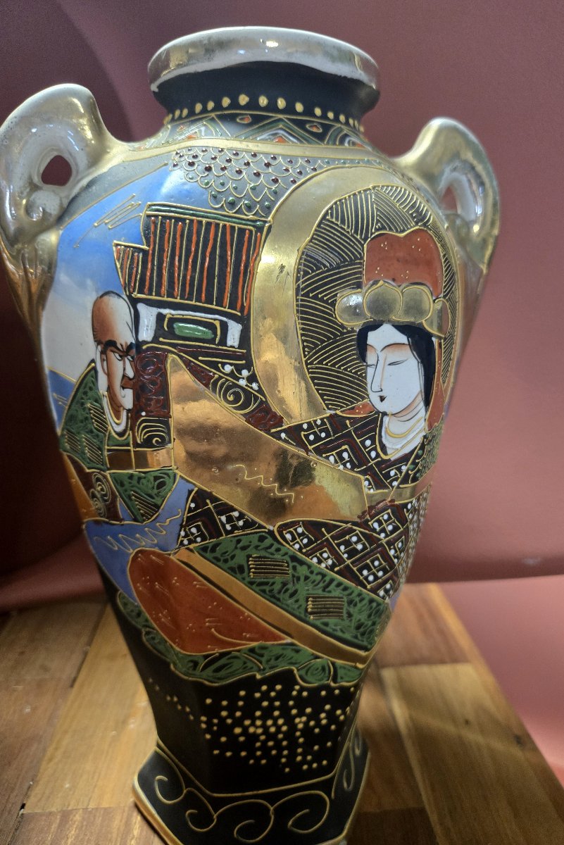 Japon fin XIXeme : paire de vases en faience de Satsuma-photo-4