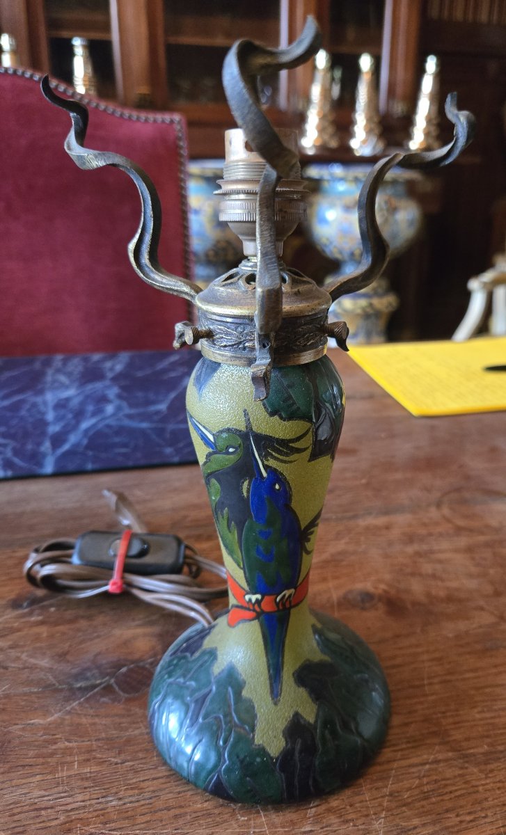 Pied de lampe en pate de verre signé Leune-photo-1