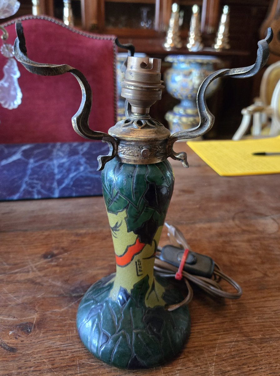 Pied de lampe en pate de verre signé Leune-photo-3