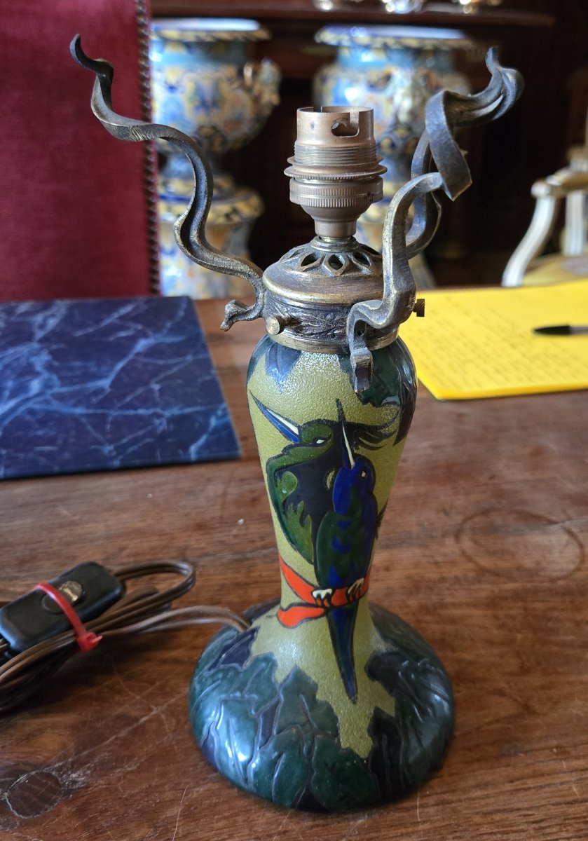 Pied de lampe en pate de verre signé Leune-photo-5