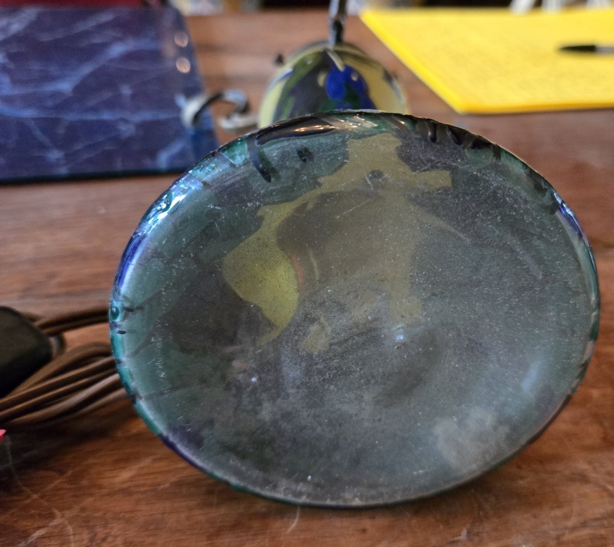 Pied de lampe en pate de verre signé Leune-photo-6
