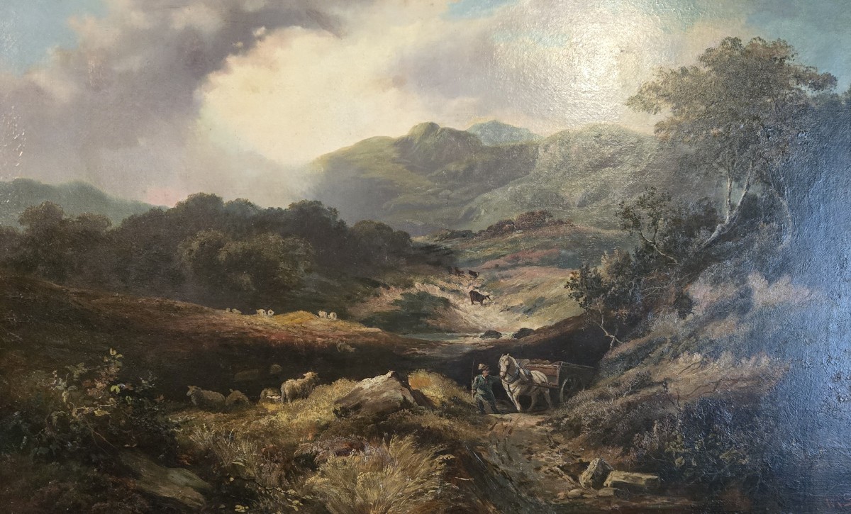 William R. Stone (1842-1913) : immense huile sur toile / 160 x 110 cm