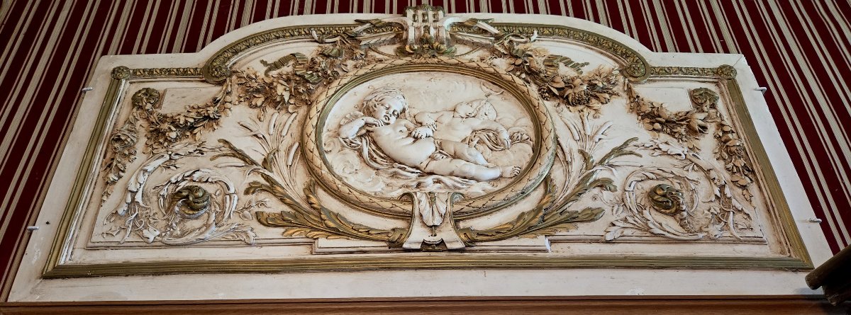 Very Large Bas-relief Or Door Overlay In Patinated Plaster -photo-4