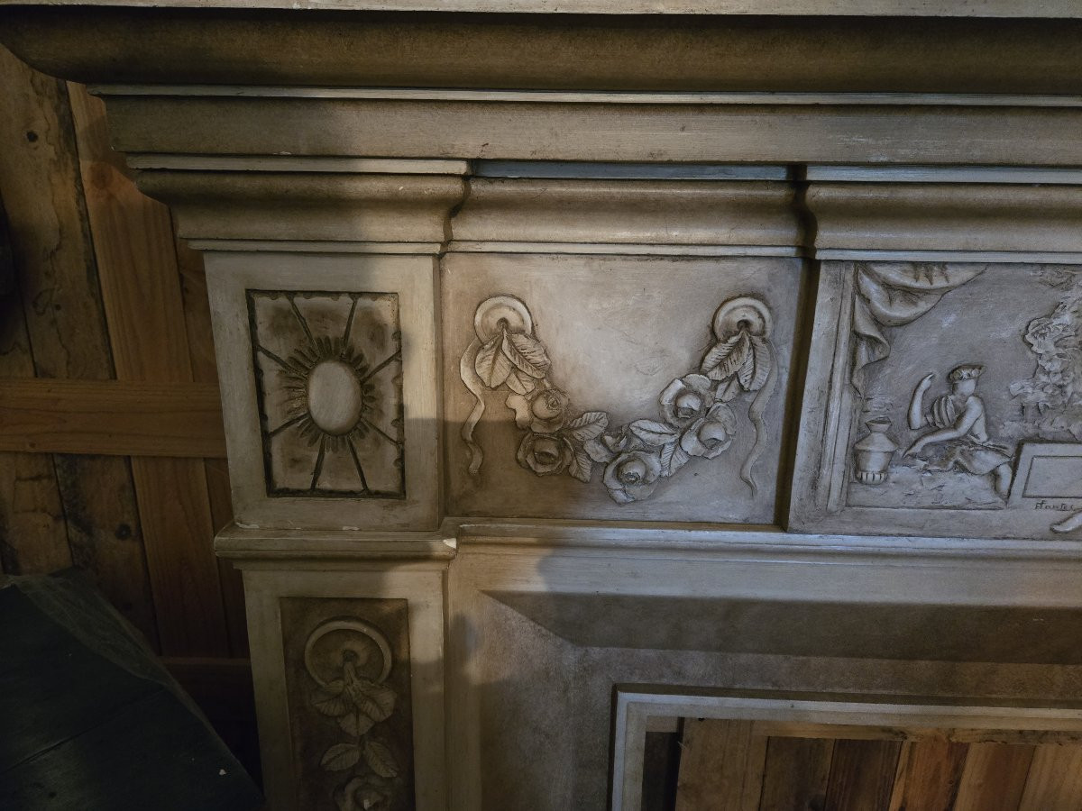 Très importante cheminée en platre signée Fontés-photo-6