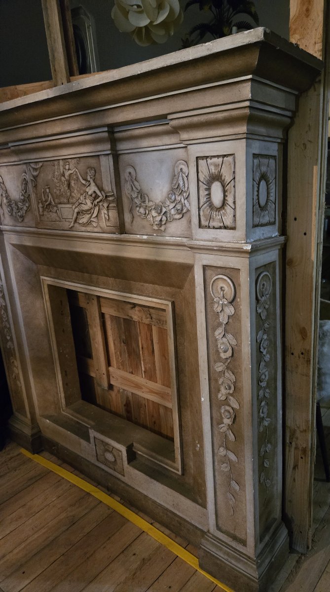 Très importante cheminée en platre signée Fontés-photo-7