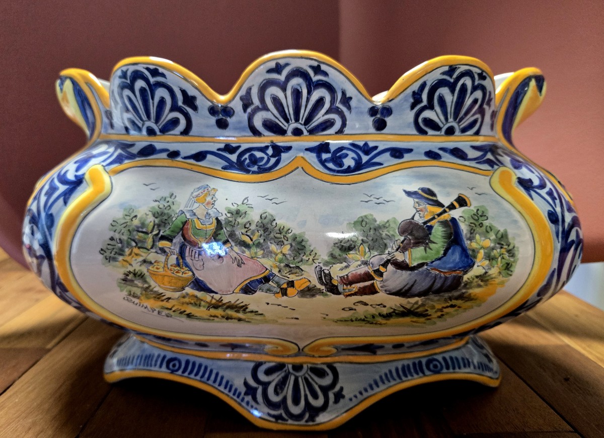 Henriot Quimper: Large Painted Earthenware Planter