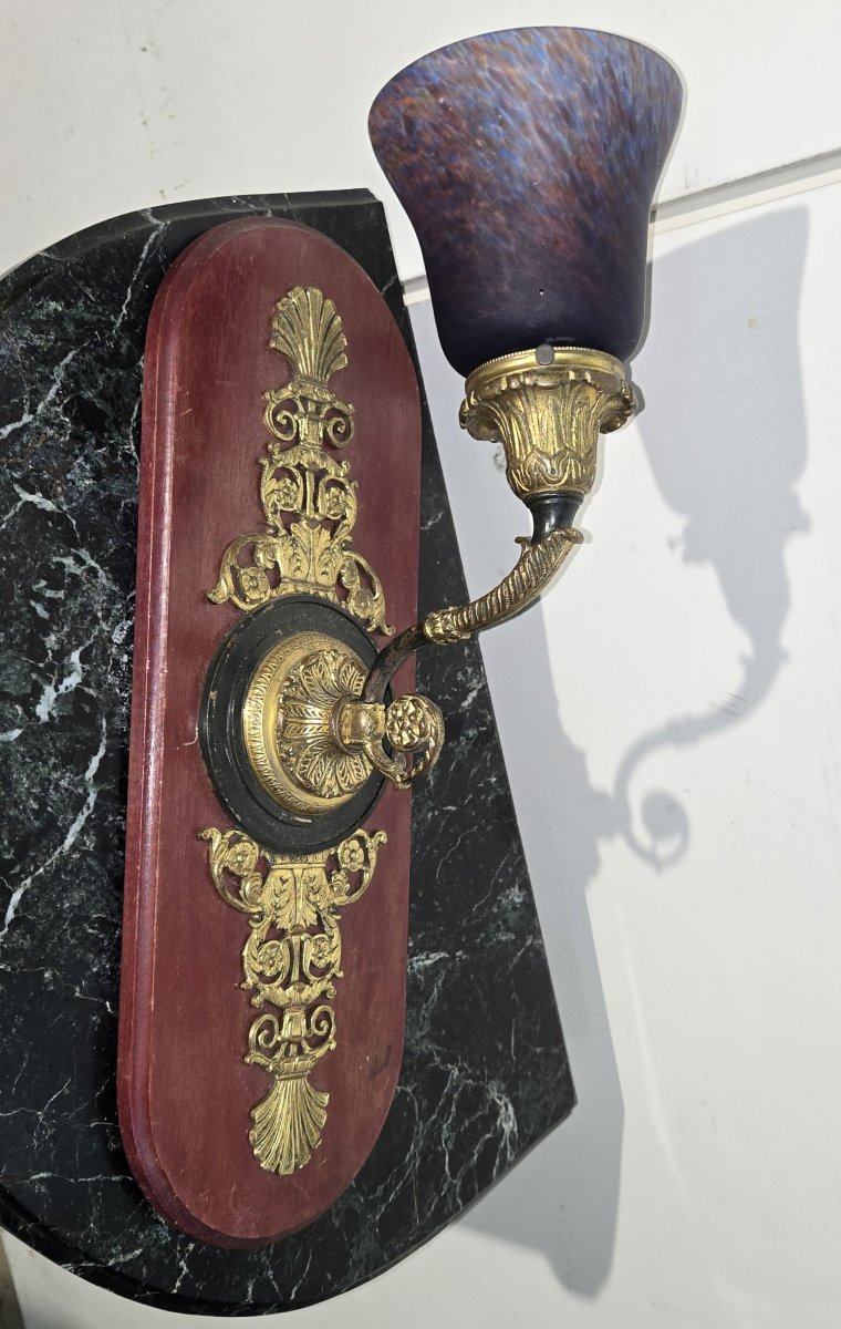 Grande Applique en bronze et pate de verre-photo-1