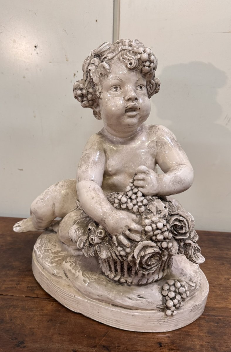 Lebrun : Putti en terre cuite émaillée-photo-1