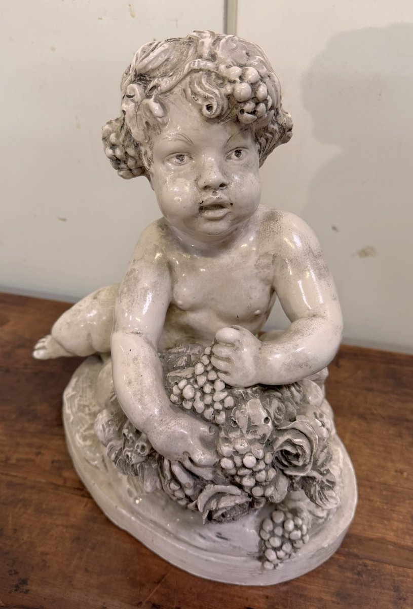 Lebrun : Putti en terre cuite émaillée-photo-3