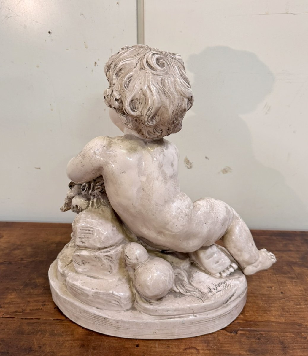 Lebrun : Putti en terre cuite émaillée-photo-5