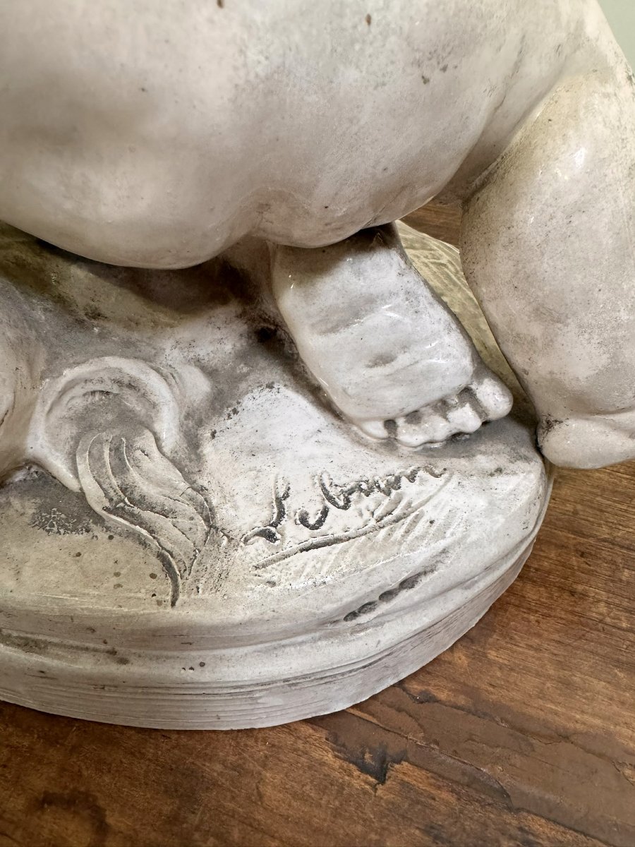 Lebrun : Putti en terre cuite émaillée-photo-6