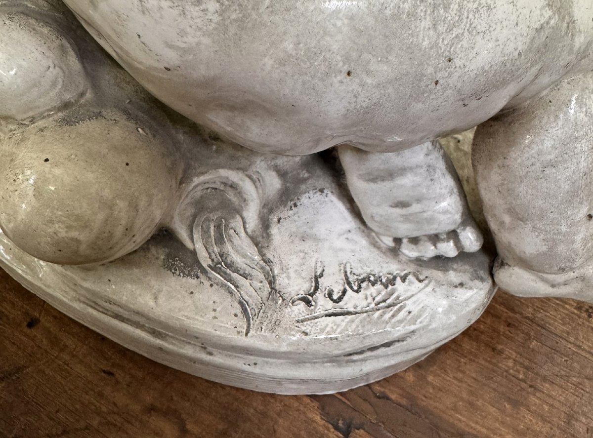 Lebrun : Putti en terre cuite émaillée-photo-7