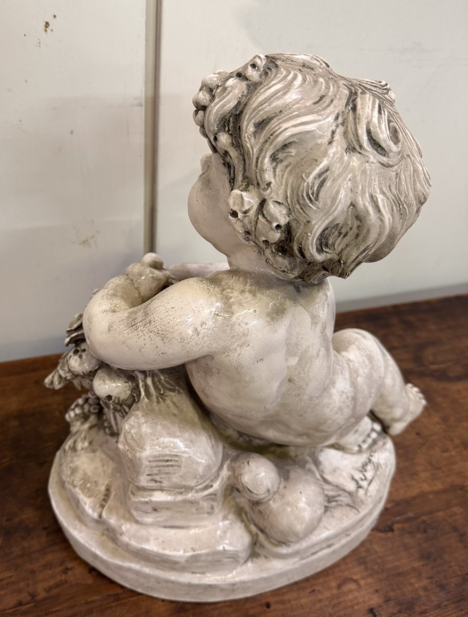 Lebrun : Putti en terre cuite émaillée-photo-8