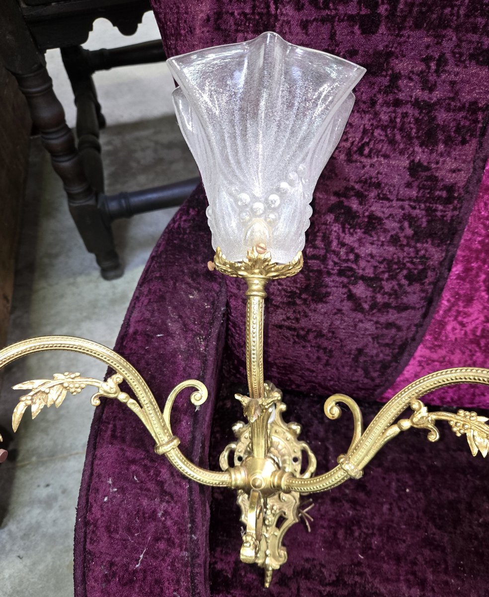 paire d'appliques en bronze doré-photo-3