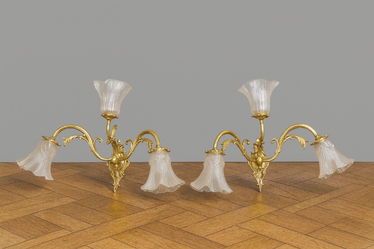 Pair Of Gilt Bronze Wall Sconces