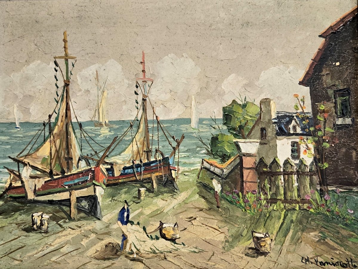 Vaniscotte: Oil Painting On Canvas / View Of The Northern Coast-photo-1