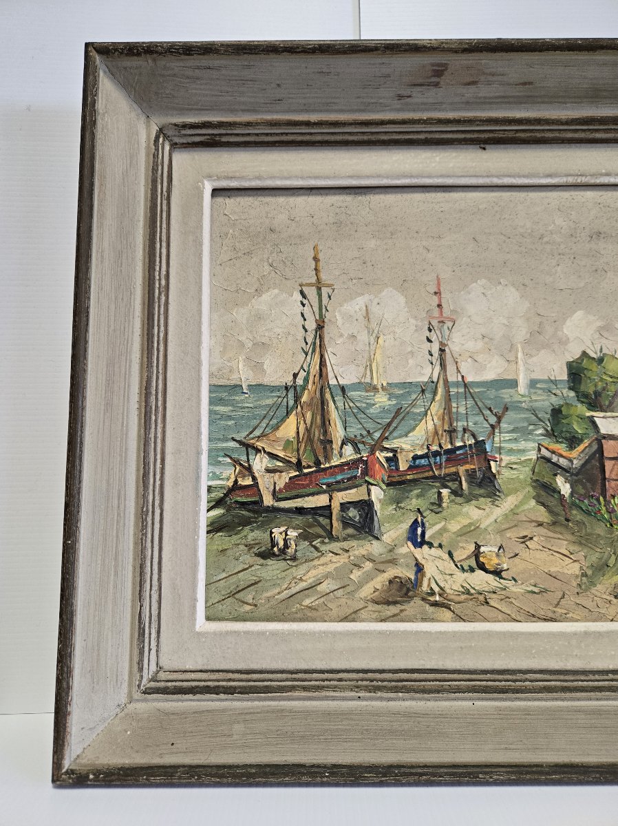 Vaniscotte: Oil Painting On Canvas / View Of The Northern Coast-photo-2