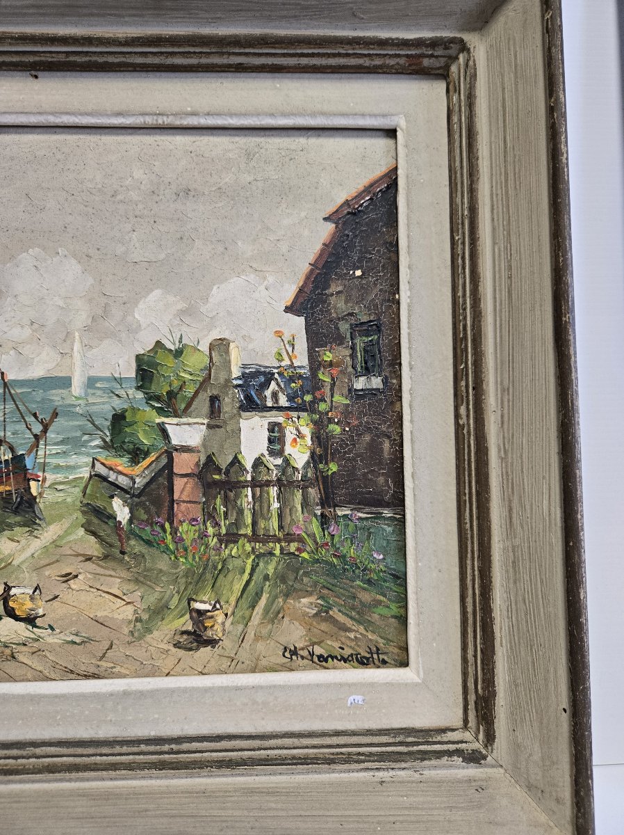 Vaniscotte: Oil Painting On Canvas / View Of The Northern Coast-photo-4