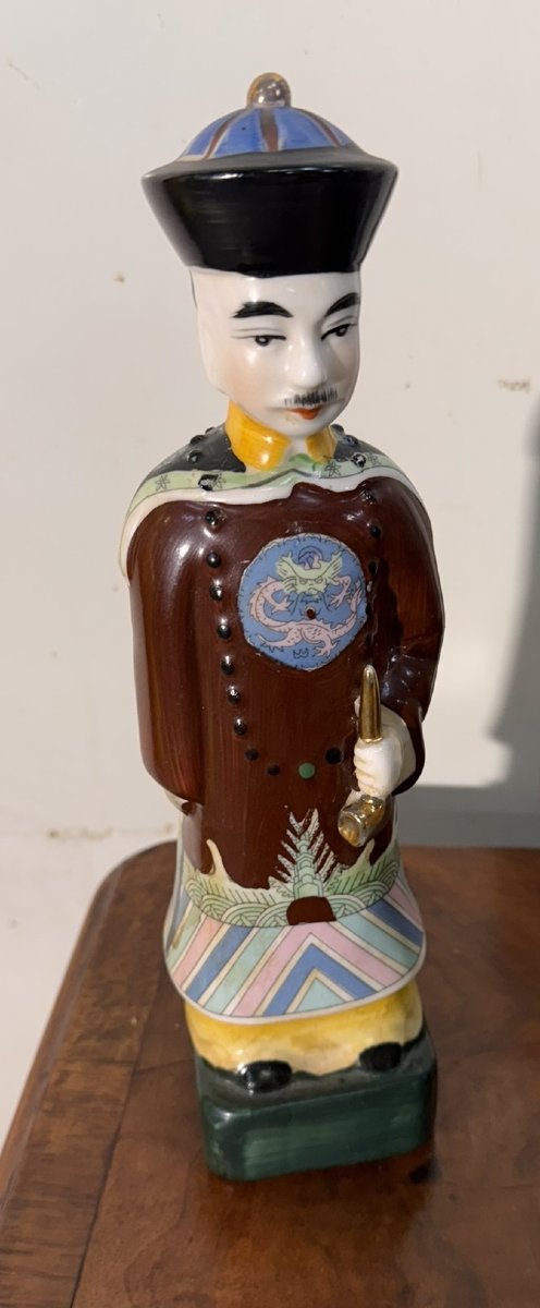 4 Statues de Dignitaires Mandarins en Faïence, Chine seconde moitié XXeme-photo-7