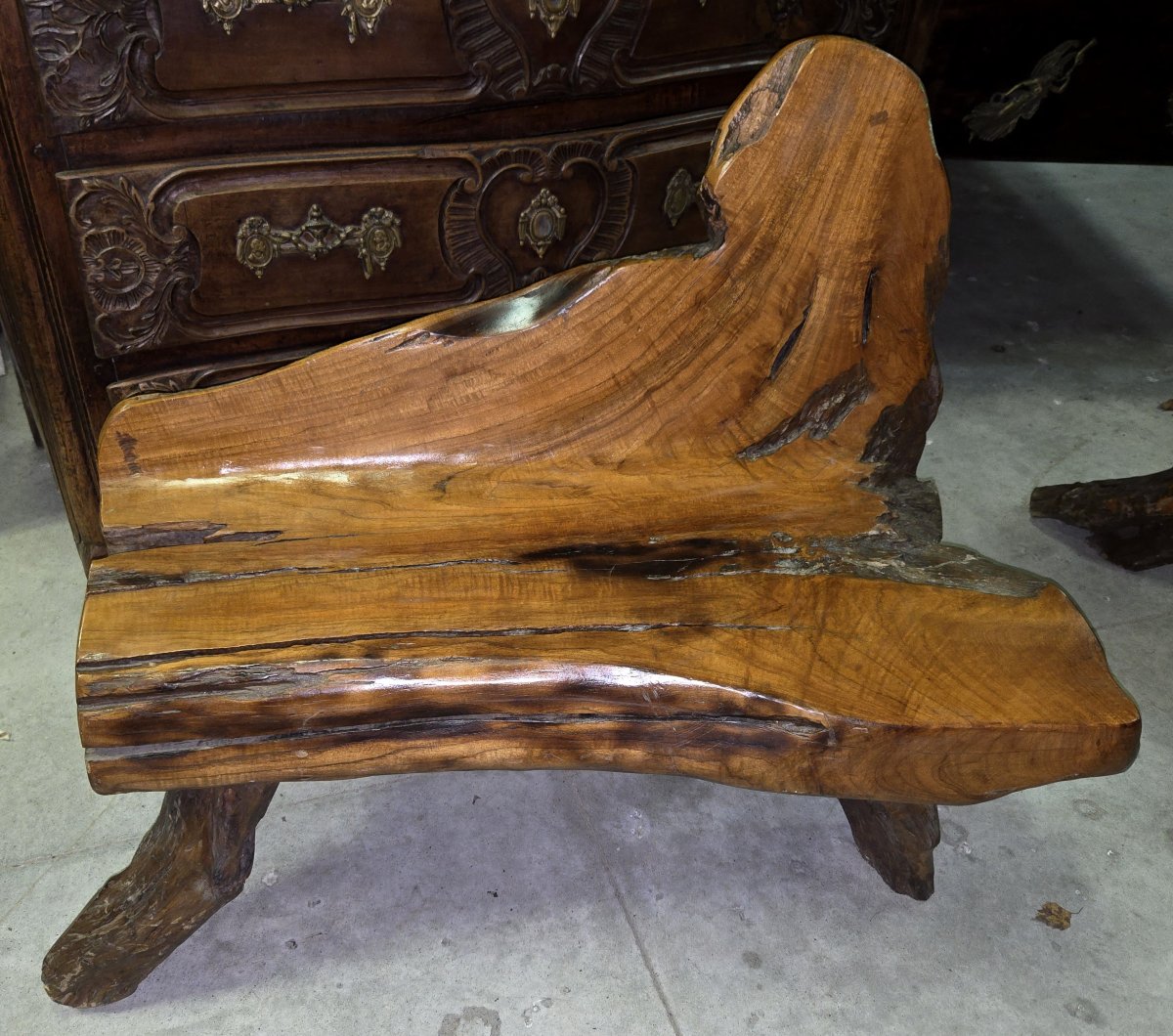 20th Century Asia: Bench Made Of Olive Wood And Driftwood -photo-1