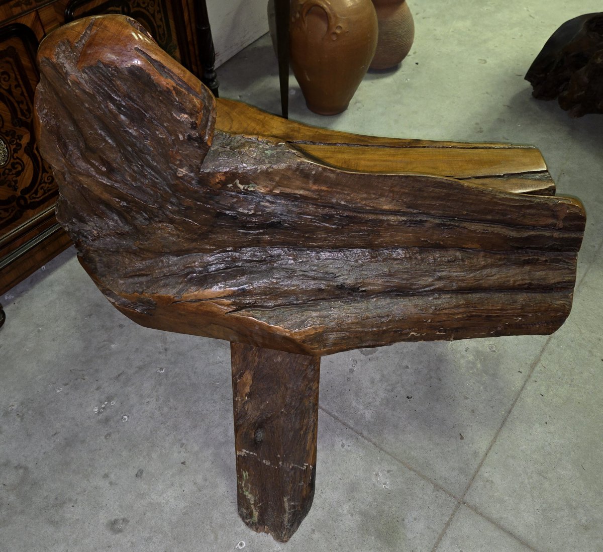 20th Century Asia: Bench Made Of Olive Wood And Driftwood -photo-4