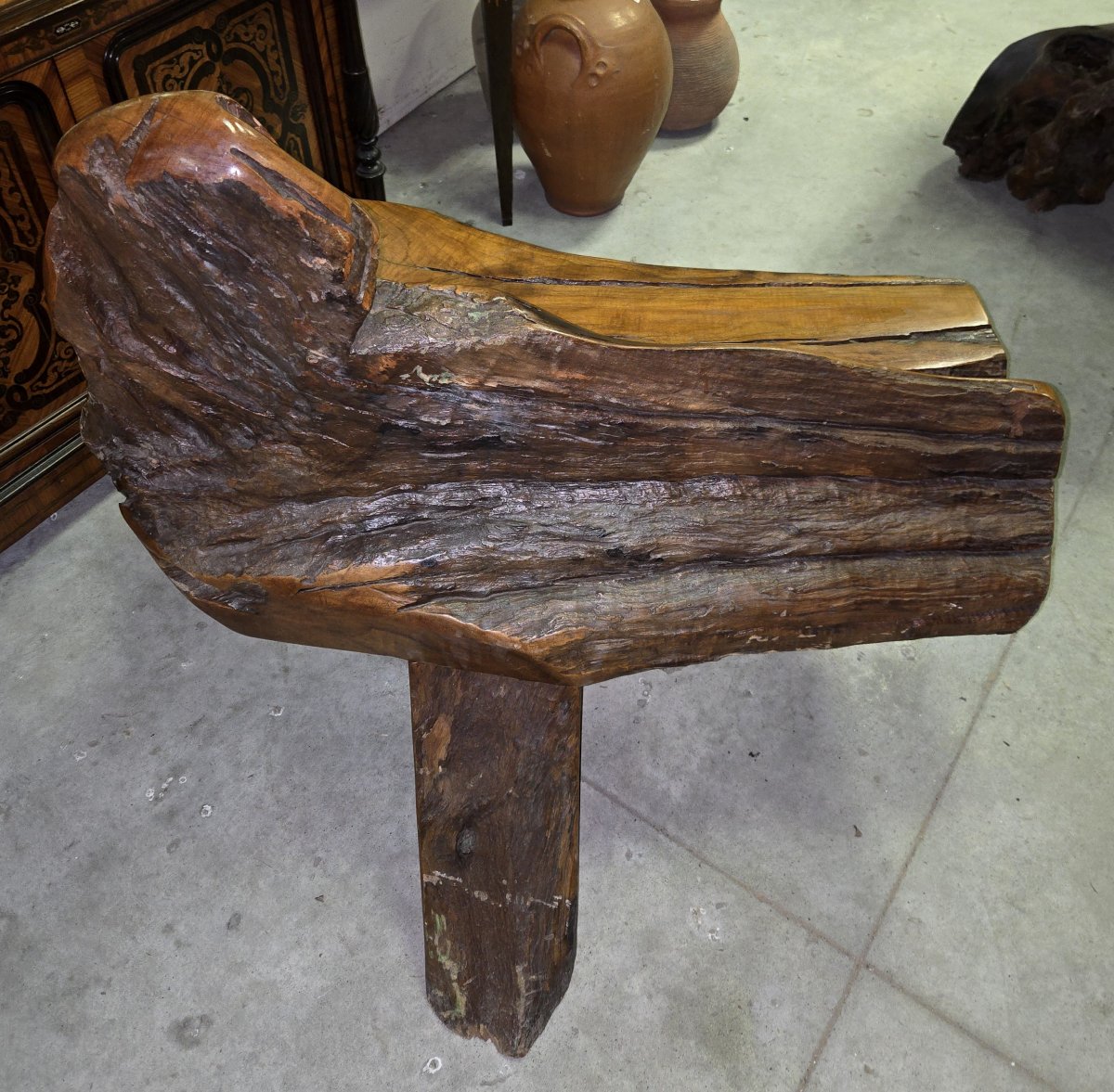 20th Century Asia: Bench Made Of Olive Wood And Driftwood -photo-5