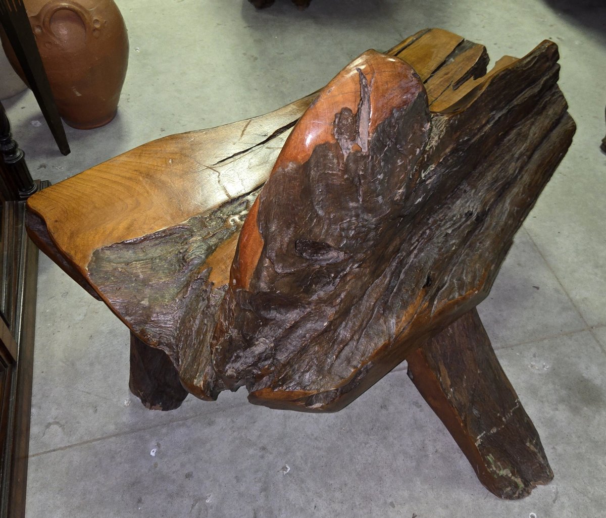 20th Century Asia: Bench Made Of Olive Wood And Driftwood -photo-6