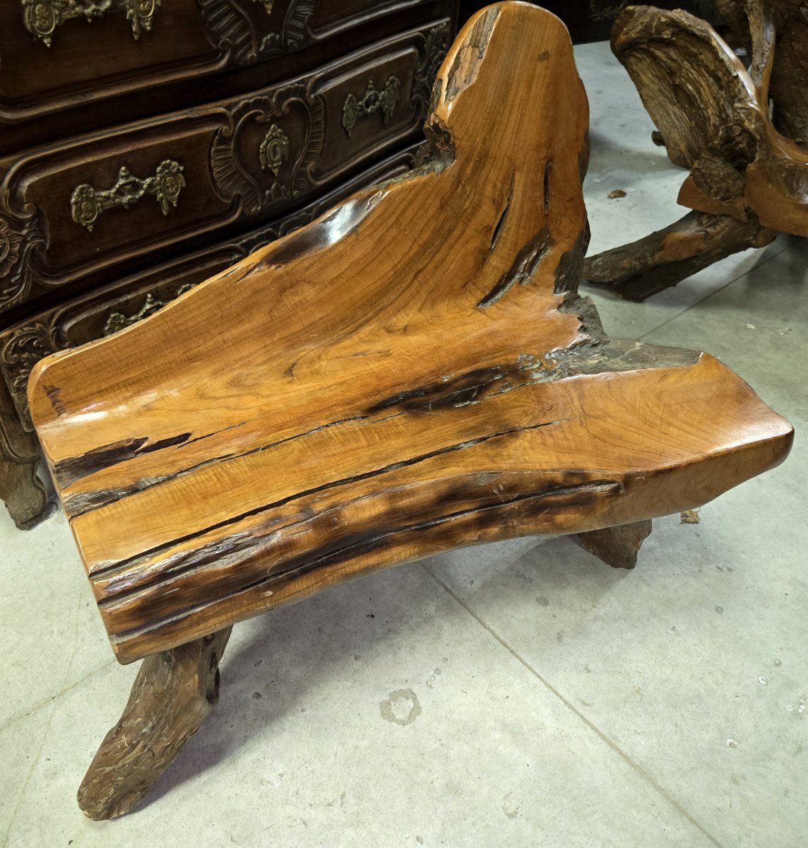 20th Century Asia: Bench Made Of Olive Wood And Driftwood -photo-7