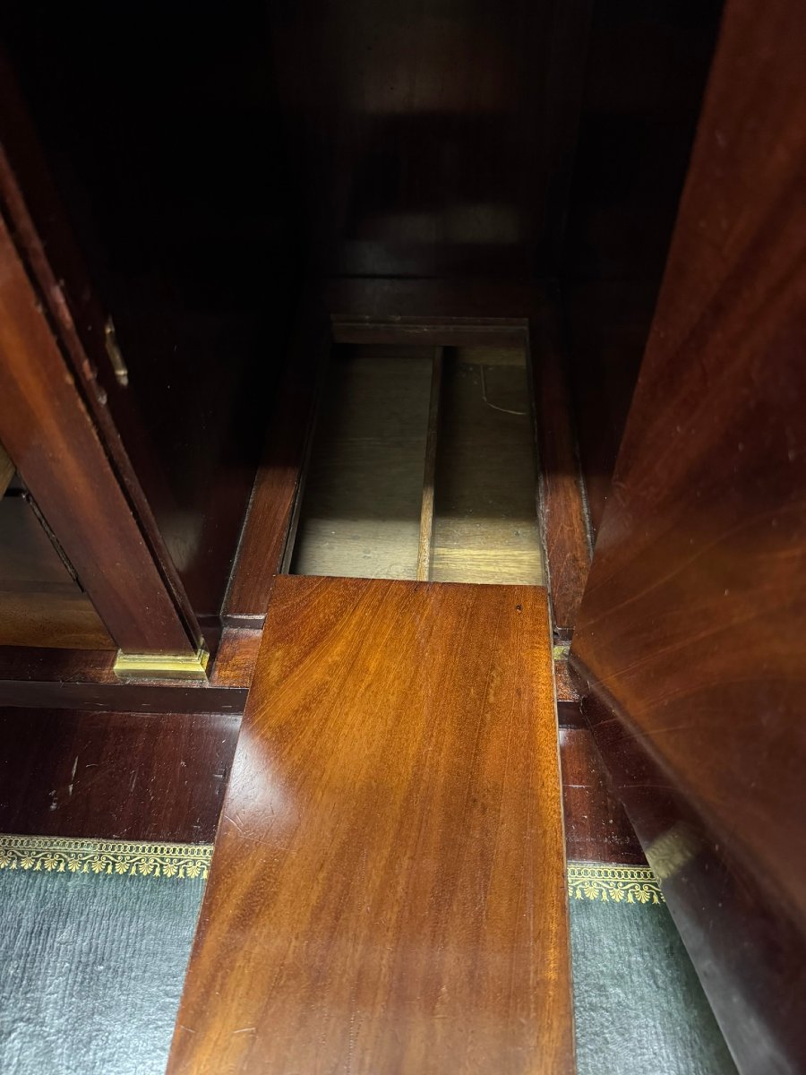 A Rare Empire Period Mahogany Secretary Desk With Four Columns Surmounted By Bronze Capitals.-photo-1