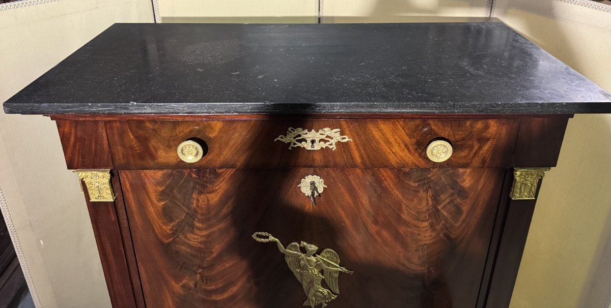 A Rare Empire Period Mahogany Secretary Desk With Four Columns Surmounted By Bronze Capitals.-photo-5